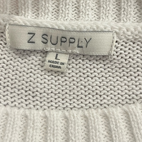 Z supply white cotton Bon Voyage crewneck embroidered sweater size Large - Picture 6 of 8